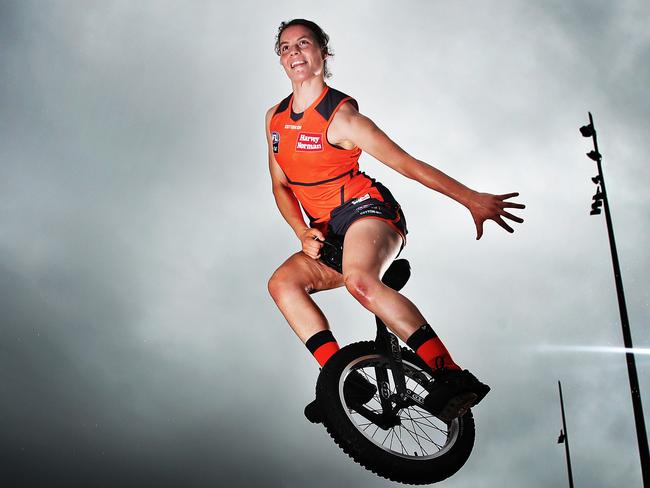 Ebony O'Dea will play for GWS Giants AFLW team in 2019. She is also an extreme street unicyclist. Picture. Phil Hillyard