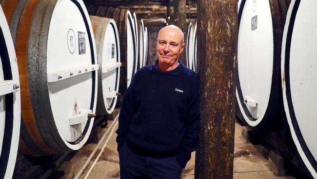 Tahbilk Wines chief executive Alister Purbrick in the cellar of his winery near Nagambie in central Victoria. Picture: Aaron Francis