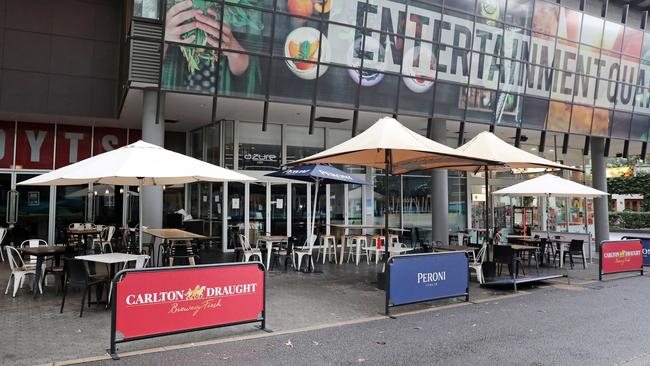 The Azure Cafe at The Entertainment Quarter at Moore Park in Sydney where a positive Covid-19 customer had visited last week. Picture: Richard Dobson