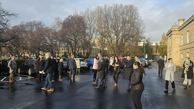 Tasmania's parliament evacuated on Tuesday morning. June 18, 2024. Picture: David Killick