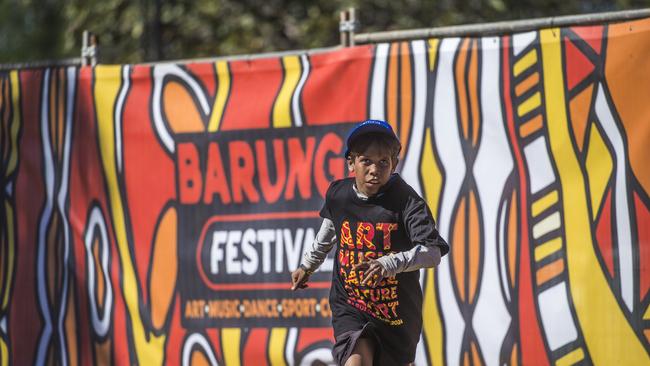 BARUNGA, AUSTRALIA - NewsWire Photos - JUNE 07, 2024: Junior Farrelkl from the Rockhole community as the annual Barunga Festival, 375 km south of Darwin as the community of Barunga opens its doors to the world in a celebration of Culture, Sport and Art Picture: NewsWire / Glenn Campbell