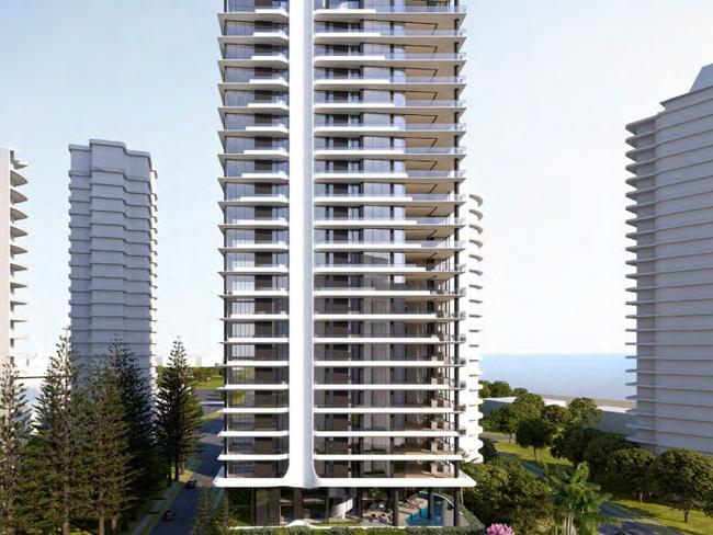 Front shot of the planned Main Beach Parade 39-level tower at Main Beach on the Gold Coast.