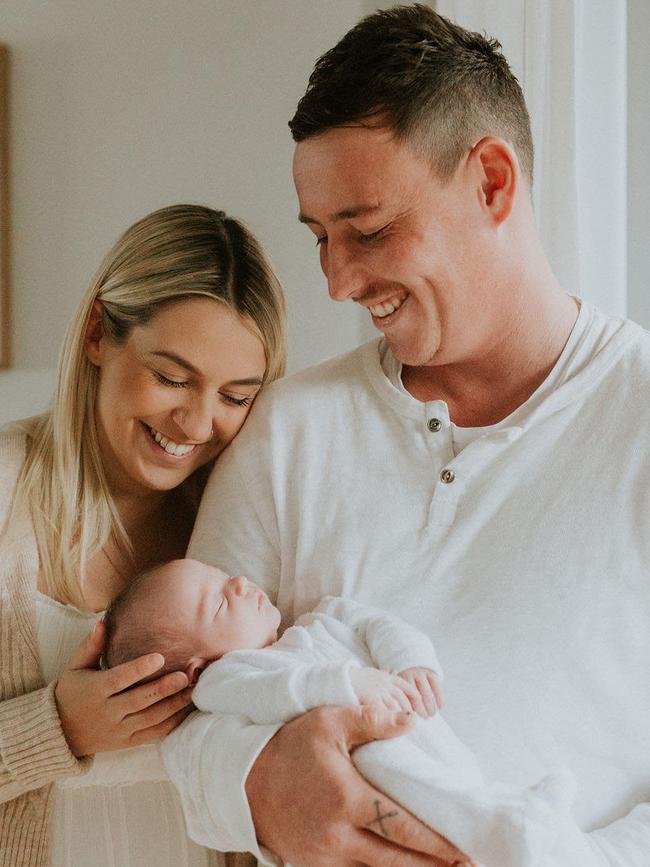 Daniel, Chelsea and their newborn daughter, Rosie. Picture: Catherine Elise Photography