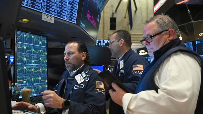 Traders on the floor of the New York Stock Exchange. Picture: Angela Weiss/AFP