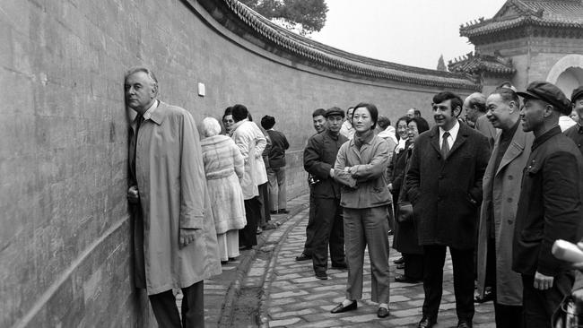 Gough Whitlam at the Whispering Wall in Beijing during his visit to China in 1973.