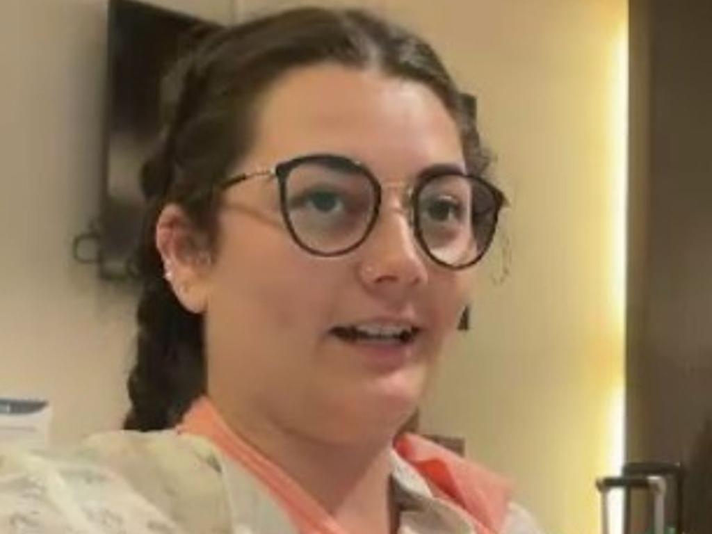 Australian passenger Teandra Tukhunen, from Melbourne, had her left arm in a sling at Bangkok's Samitivej Srinakarin Hospital. She said she was sleeping but "was woken up because I was thrown to the roof and then to the floor" – a good reminder to keep your seatbelt fastened while in your seat. Picture: Sky News