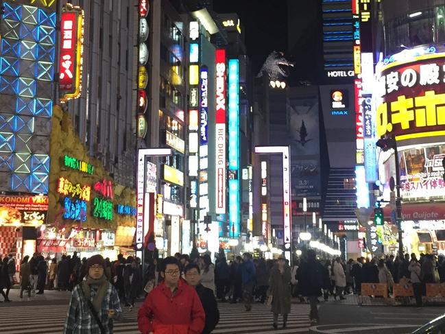 Tokyo's Shinjuku district at night.