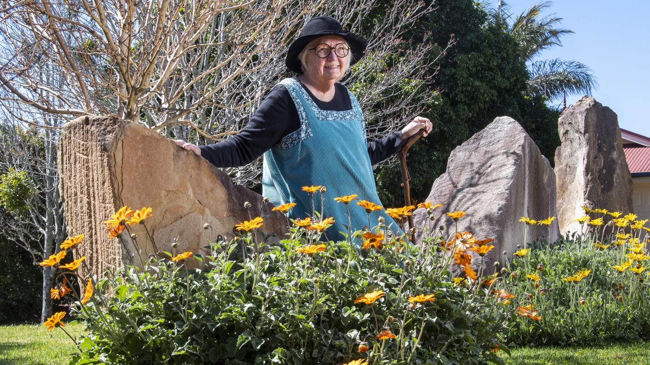 Martha Collier relaxes in her Chronicle Garden Competition entered garden. Saturday, August 21, 2021. Picture: Nev Madsen.