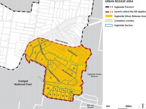 A map showing the "urban release" area included in the draft Ingleside Place Strategy. Picture: NSW Government