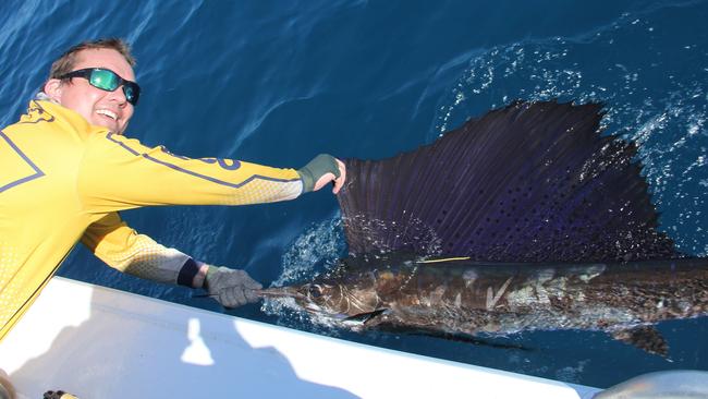 Lucky angler Dale Egan with his first sailfish.