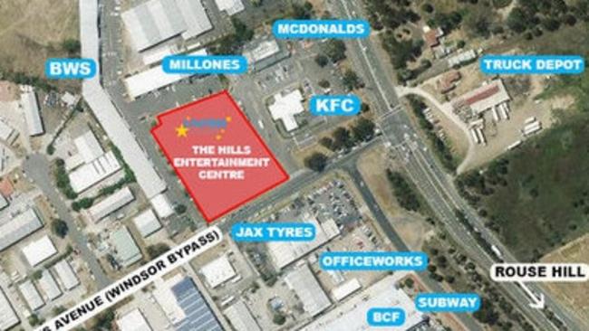 An aerial view of the Hills Entertainment Centre planned for McGraths Hill