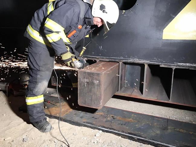 Authorities in Slovakia cut open a water bridge containing 1500kg of amphetamine which was bound for Australia. Source: Supplied.