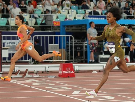 Torrie Lewis stunned American superstar Sha’Carri Richardson at the China Diamond League. Picture: Athletics Australia