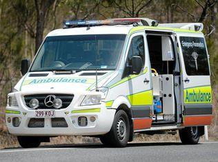 Two people are in hospital after a crash in Nanango. Picture: Brenda Strong GLA041212AMBO