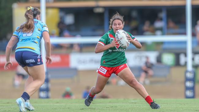 Sienna Close-Chilly. Wynnum Manly and Norths Devils Harvey Under-17s action on Saturday in round 3 of the season. Picture: Stephen Archer.