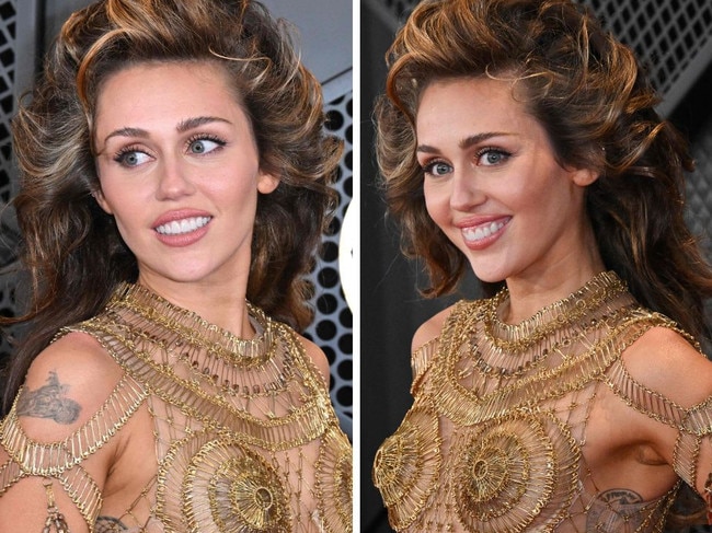 Miley’s jaw-dropping gold ‘naked’ dress