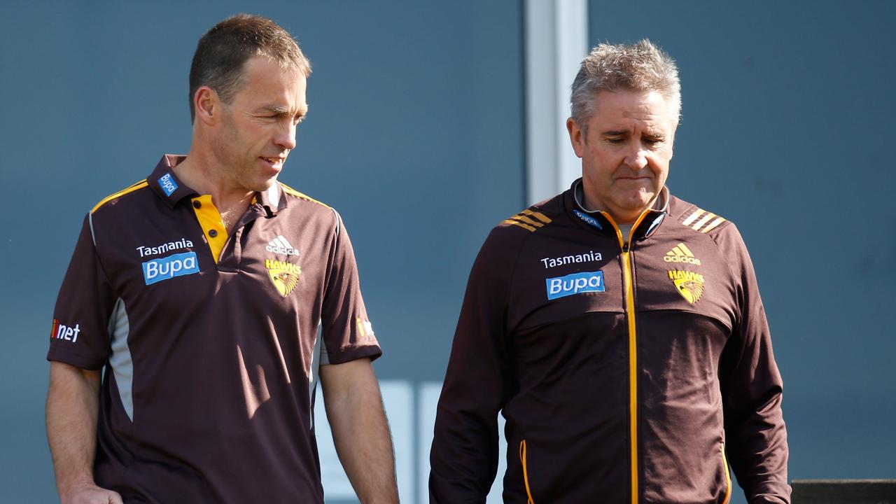 Alastair Clarkson and Chris Fagan in their time at the Hawks. Picture: Michael Willson/AFL Media)