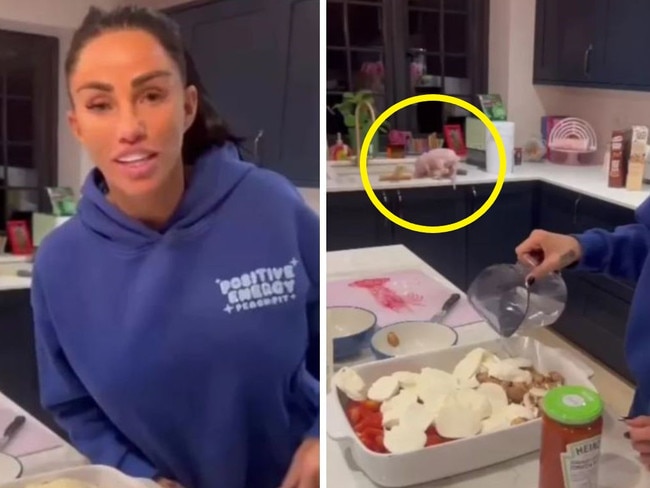 Horror at ‘gross’ detail in star’s cooking video. Picture: Instagram/KatiePrice