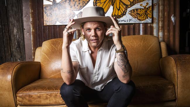 Musician Conrad Sewell and fiance Jasmine Hingston pregnancy announcement. Picture: NIGEL HALLETT