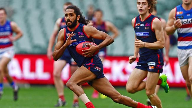 Norwood's Anthony Wilson takes a running bounce during last year’s finals series. Picture: Tom Huntley