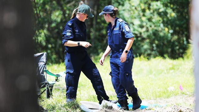 Police investigating the suspected murders of Robyn Hickie and Amanda Robinson in 1979 have been digging up specific areas of the old Kanangra scout camp at Nords Wharf after ground-penetrating radar identified three areas of soil which had been previously excavated. Picture: NCA NewsWire / Peter Lorimer.