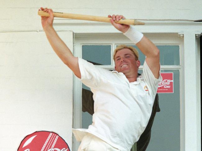 Sport has served up plenty of Aussie larrikins, including cricketer Shane Warne, here seen celebrating Australia’s victory over England in the Fifth Ashes Test Match at Trent Bridge on August, 1997. Picture: Clive Mason/Allsport/Getty Images