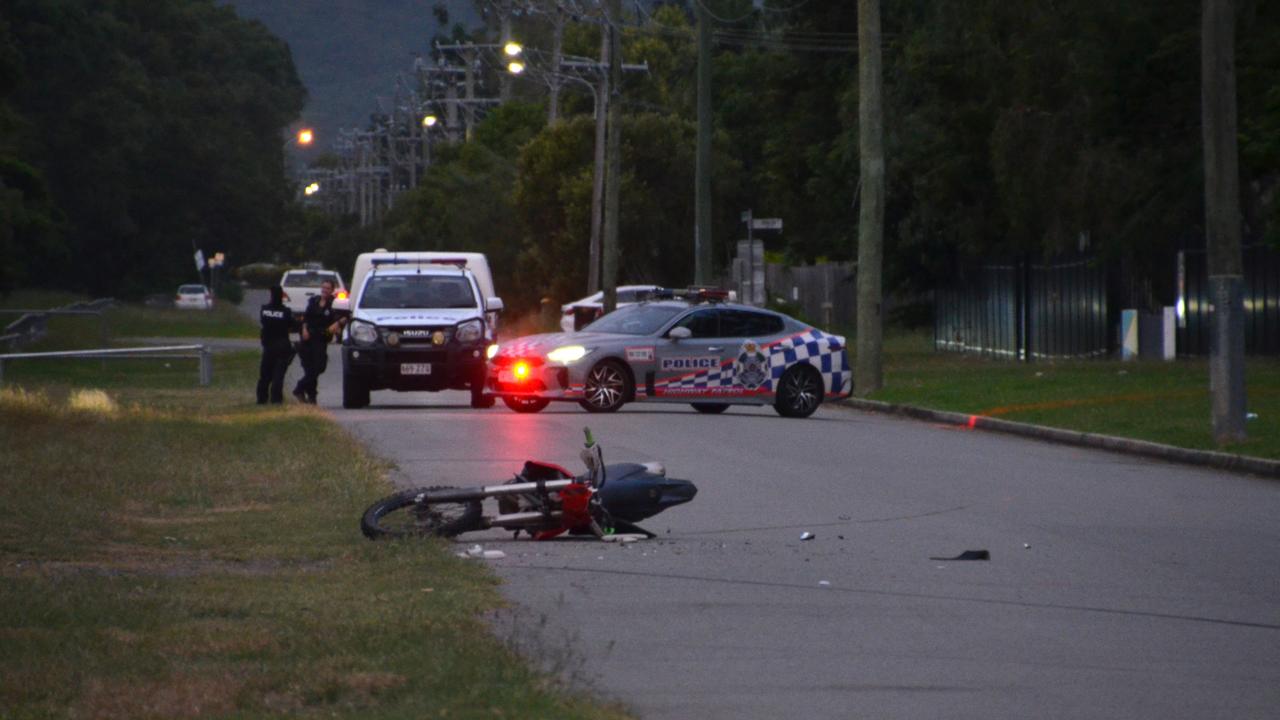 A male motorbike rider died after an alleged hit-and-run crash in the Townsville suburb of Heatley on Tuesday afternoon. Picture: Natasha Emeck