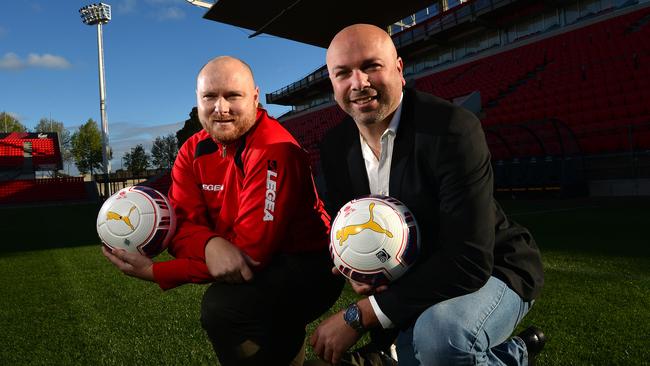 SA Football Hall of Fame inductees Simon Catanzaro and Jason Trimboli. Picture: Keryn Stevens.