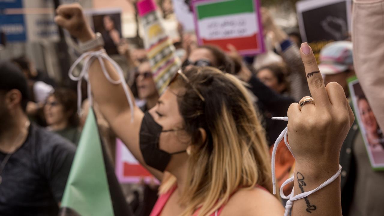 The death of Mahsa Amini, who died in hospital after her arrest, sparked worldwide protest. Picture: Chris McGrath/Getty Images.