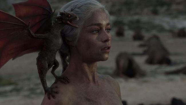 Daenerys gives birth to dragons in season one. It will be humans in season eight.