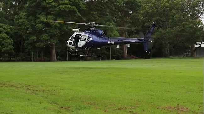 Police chopper transports marijuana plants