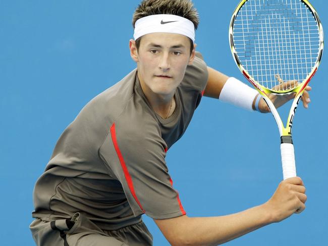 Bernard Tomic playing in 2008 Australian Open qualifying.