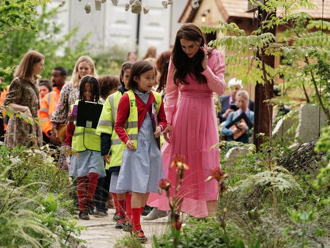 The Princess of Wales chats with pupils at the event. Picture: Getty Images