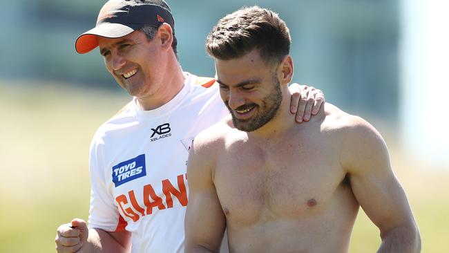 Giants coach Leon Cameron and captain Stephen Coniglio have a close relationship. Picture: Getty Images