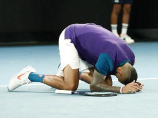 Nick Kyrgios after the win. Photo: Getty