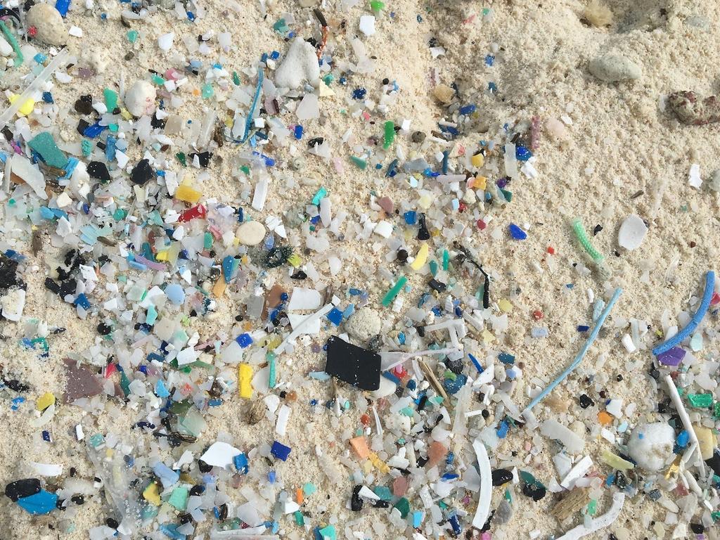 Debris on a beach on the Cocos Islands almost 3000km from Perth included toothbrushes, shoes, plastic bottles and caps and millions of fragments. Picture: Jennifer Lavers.