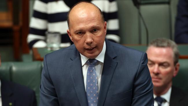 Home Affairs Minister Peter Dutton during Question Time in the House of Representatives in Parliament House Canberra. Picture Gary Ramage