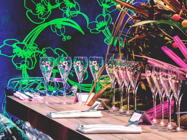 Dining in the Dark Perrier-JouÃ«t Champagne pairing dinner at 12-Micron. Picture: Supplied