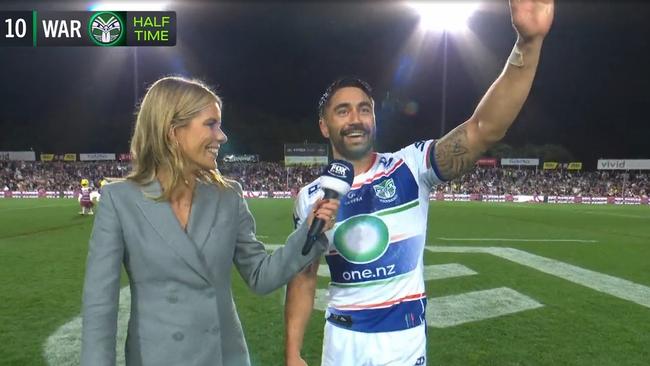 Shaun Johnson was loving it. Photo: Fox Sports