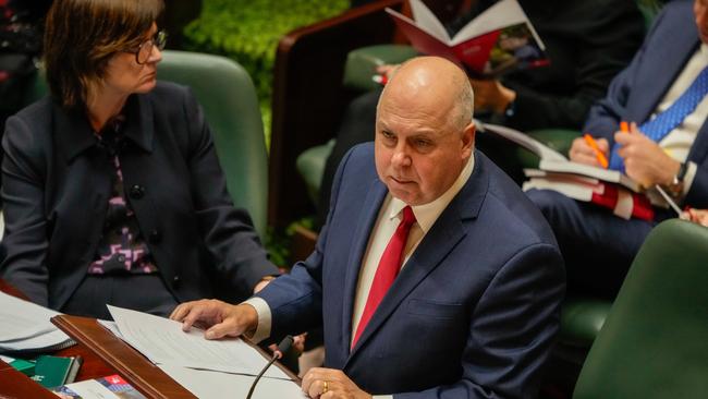 Victorian Treasurer Tim Pallas delivers his budget to the Victorian Parliament on May 07, 2024 in Melbourne, Australia. (Photo by Asanka Ratnayake/Getty Images)