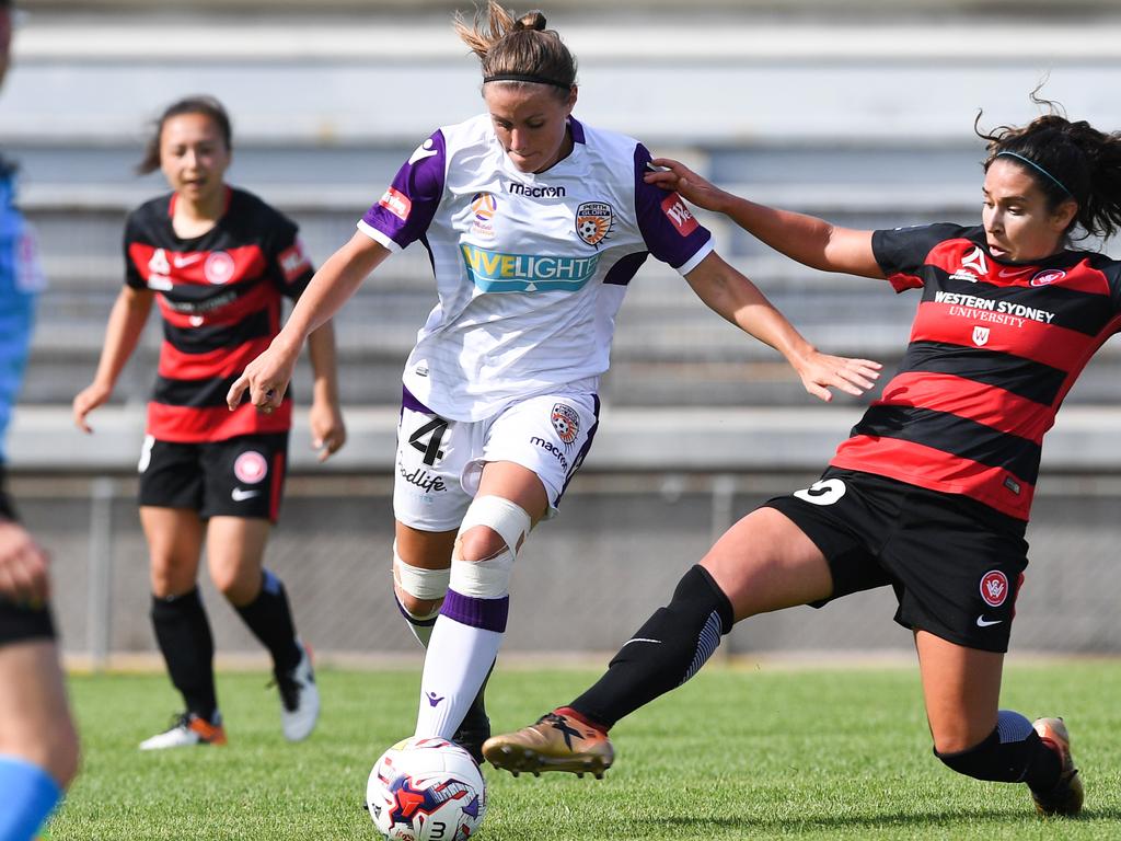 Perth Glory’s Tash Rigby retired at the end of last season due to the low wages and the impact on her mental health. Picture: AAP Image/Brendan Esposito