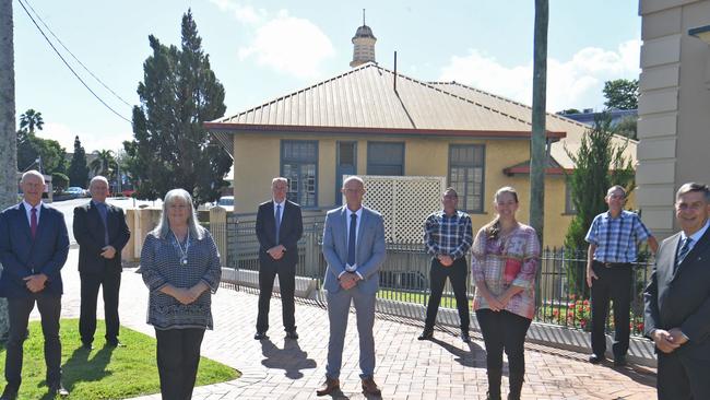 Gympie Regional Council: Bob Fredman, Warren Polley, Dolly Jensen, Shane Waldock, Mayor Glen Hartwig, Bruce Devereaux, Jess Milne, Dan Stewart and Deputy Mayor Hilary Smerdon