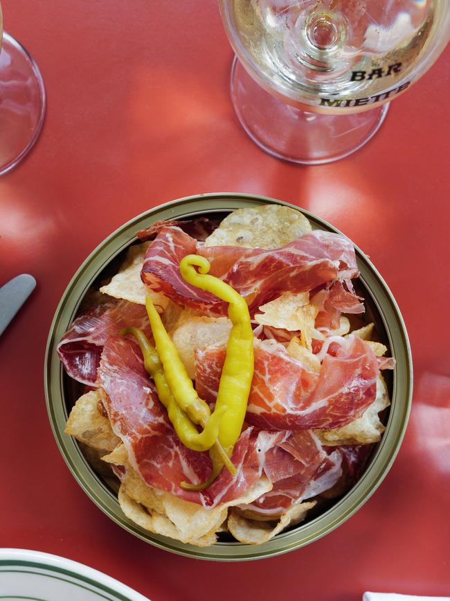 Jamon Iberico de Bellota and potato crisps. Picture: Supplied