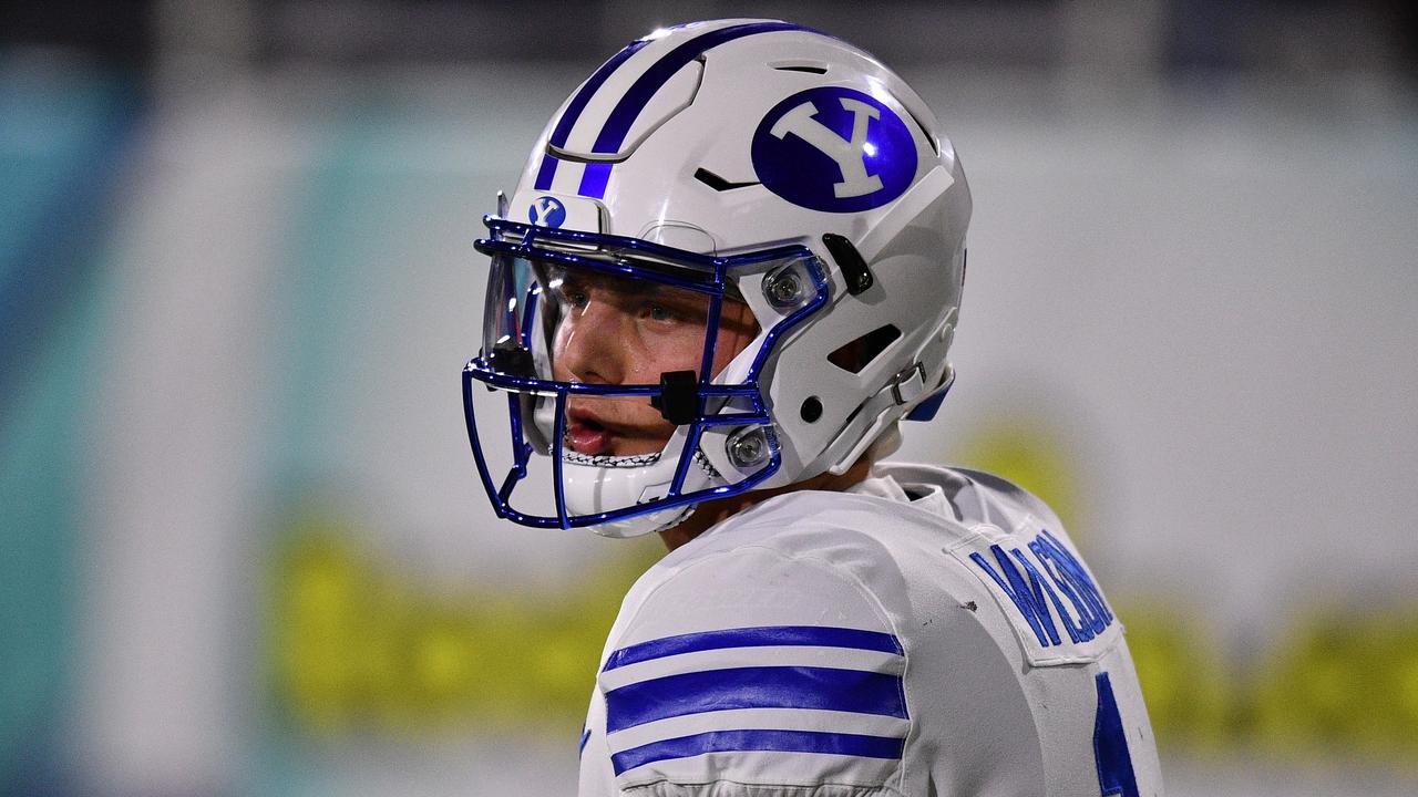 BYU quarterback Zach Wilson capped off a stellar season in the Boca Raton Bowl. (Photo by Mark Brown/Getty Images)