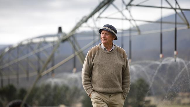 Frank O'Connor on his property Benham at Avoca in Tasmania's Northern Midlands, for a story about power price hikes that irrigators are facing.21/06/2017picture by Peter Mathew