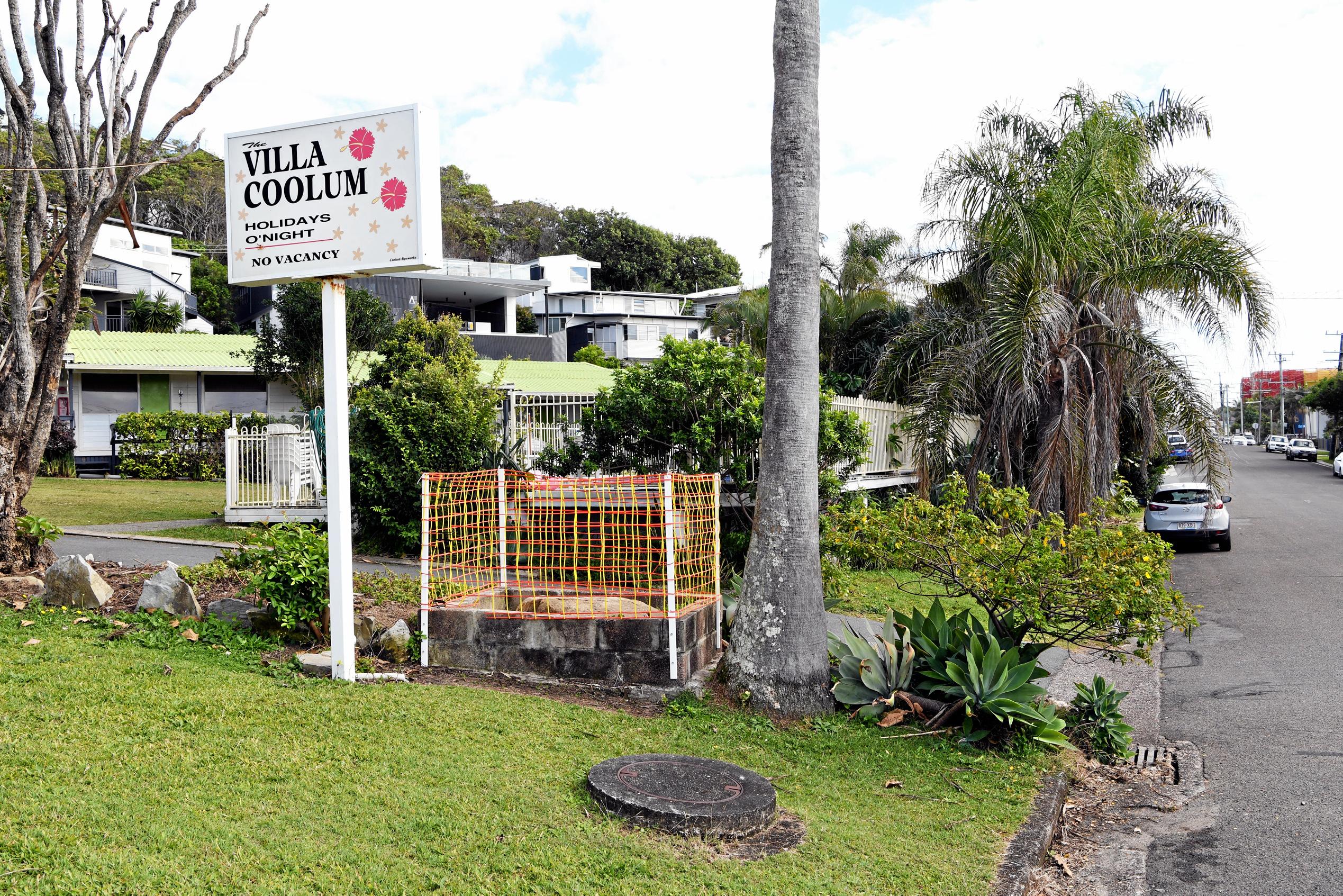 A 21-unit lowrise is a step closer to replacing the seedy-looking 1972 Villa Coolum short term Accom, with a building company applying for permission to demolish 102-104 Coolum Tce, Coolum Beach. The site is an entire block with three street frontages - a triangular lot that's a block back from David Low Way and the beach. Picture: Patrick Woods