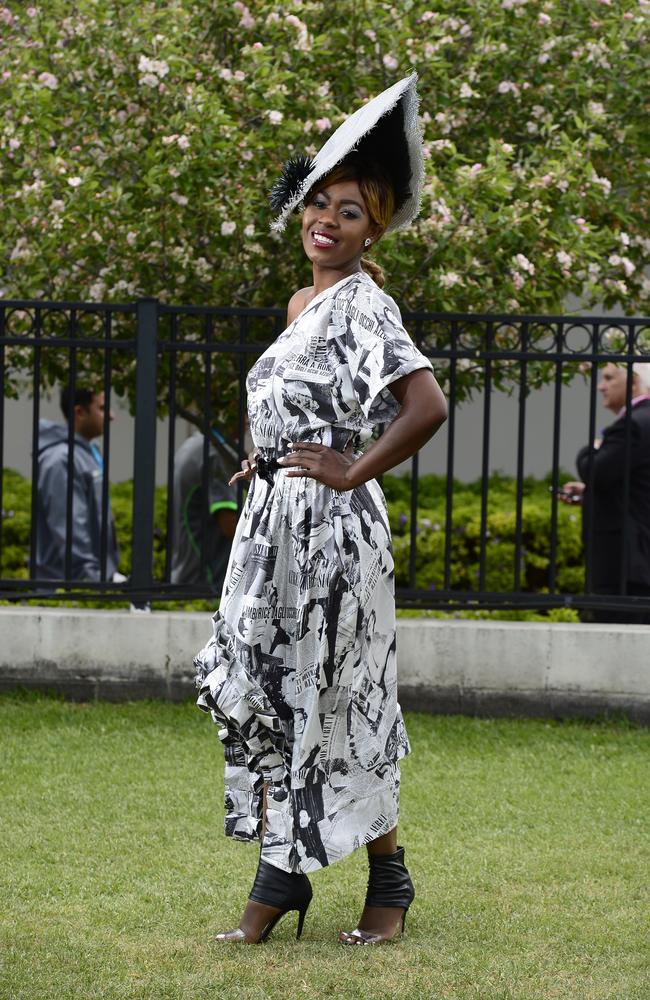 Mildred Ellwodd at Flemington Racecourse on Derby Day 2014. Picture: Stephen Harman