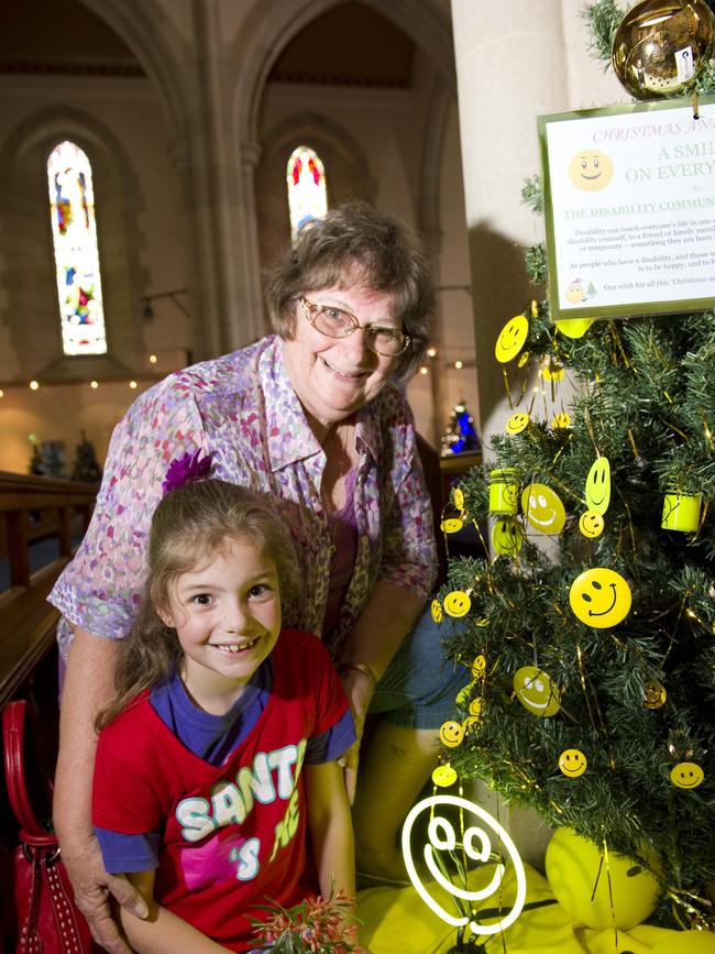 Amber Wilson with her nanna Cheryl Wilson at the Toowoomba Christmas Tree Festival at St Luke's Anglican Church, Saturday, December 08, 2012. Photo Kevin Farmer / The Chronicle