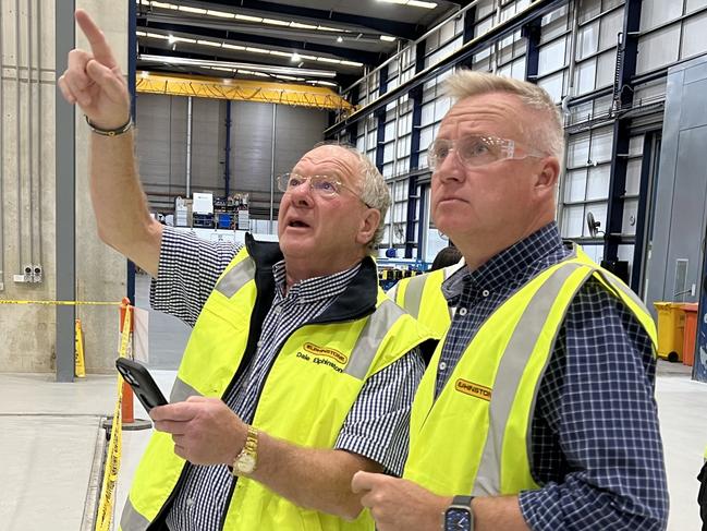 Premier Jeremy Rockliff with Dale Elphinstone at Burnie. February 16, 2024. Picture: Simon McGuire