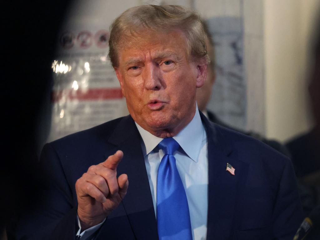 Former US president Donald Trump leaves the New York State Supreme Court after the start of the civil fraud trial against him. Picture: Getty Images